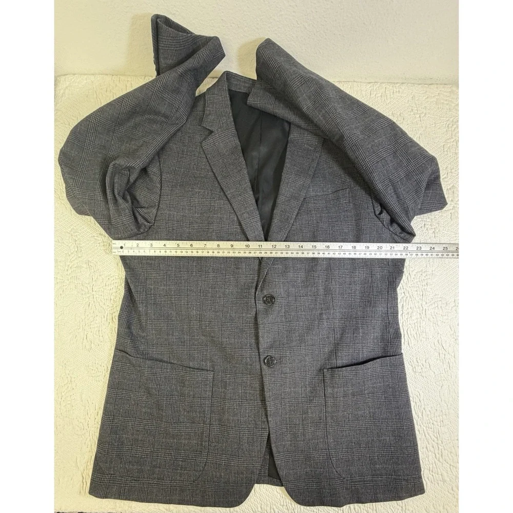 Banana Republic Men's 44R Sport Coat Blazer Gray Glen Plaid Cotton Sondrio Italy